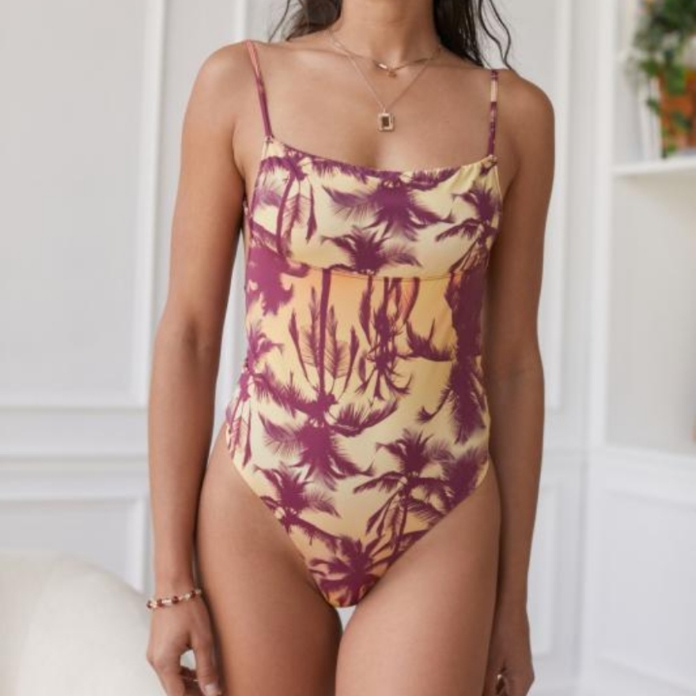Urban Outfitters x Out From Under Tropical Palm Trees Bodysuit Size Small NWOT